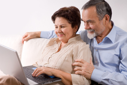 couple mature work at home business